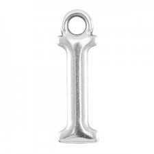 DQ metal charm Letter I Antique silver